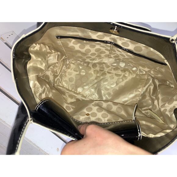 KATE SPADE LARGE BLACK, WHITE PATTON LEATHER HANDBAG (ASIS) - Picture 8 of 16